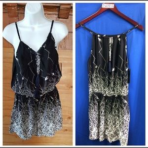 New Black/White Abstract Print Romper